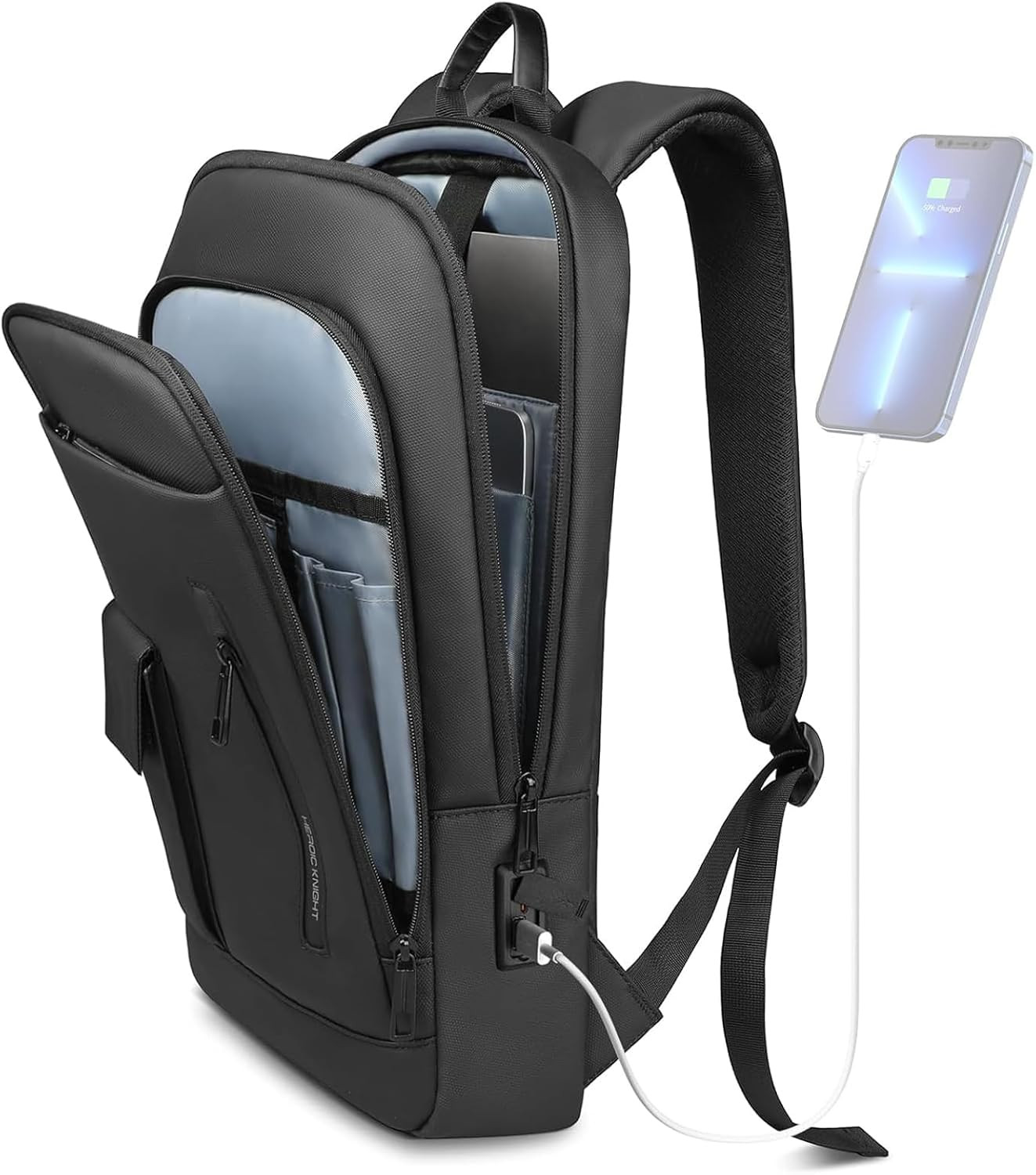 Slim Laptop Backpack for Men, Business Backpack with USB Charging Port, 15.6 Inc
