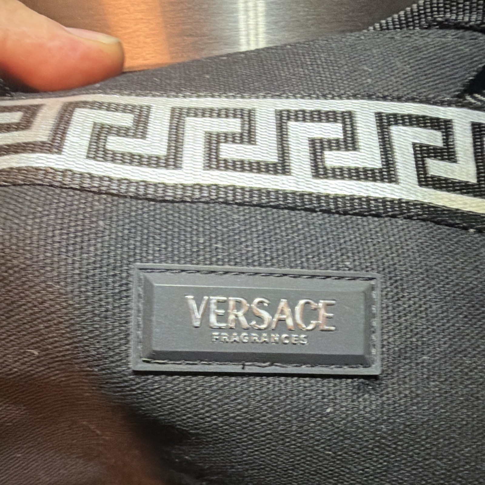 VERSACE Parfums Black Canvas Tote Bag Purse