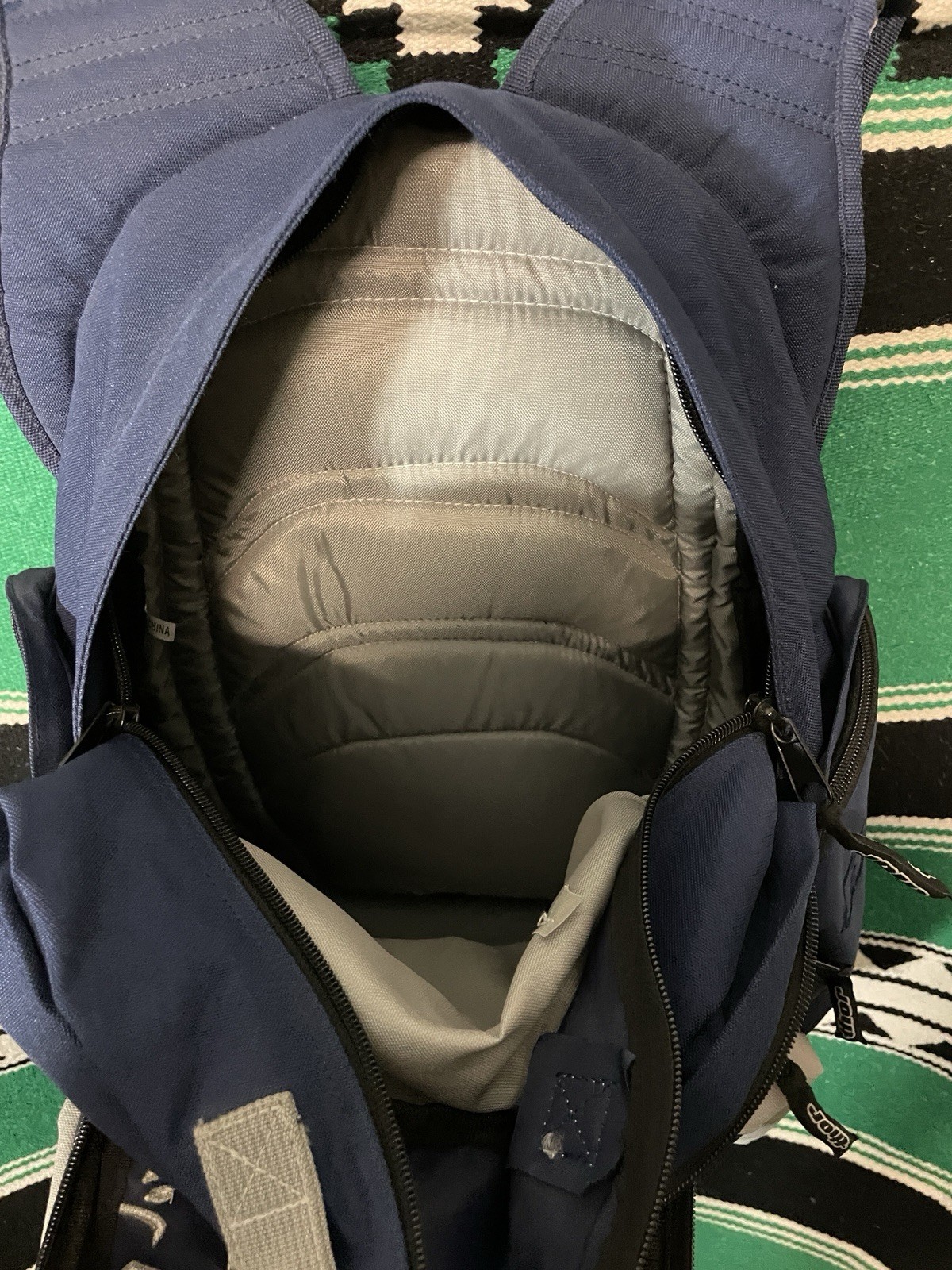 Thor Motocross Backpack Navy Blue and Grey Adjustable Straps Zipper Pockets