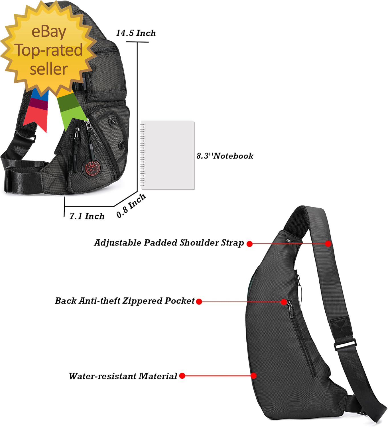 Sling Bag Chest Shoulder Backpack Crossbody Bags Casual Daypack for Men Women