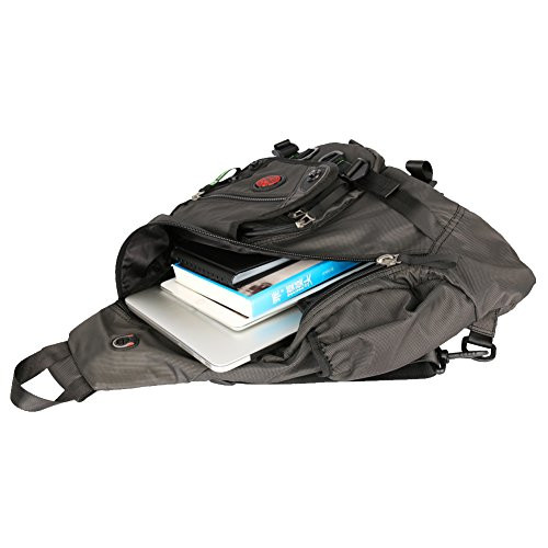 Large Sling Bag Laptop Backpack Cross Body Messenger Bag Shoulder A-black