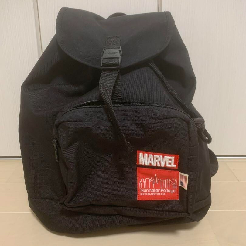 Manhattan Portage x MARVEL Collabo Black Black Backpack Body Bag etc. JAPAN USED