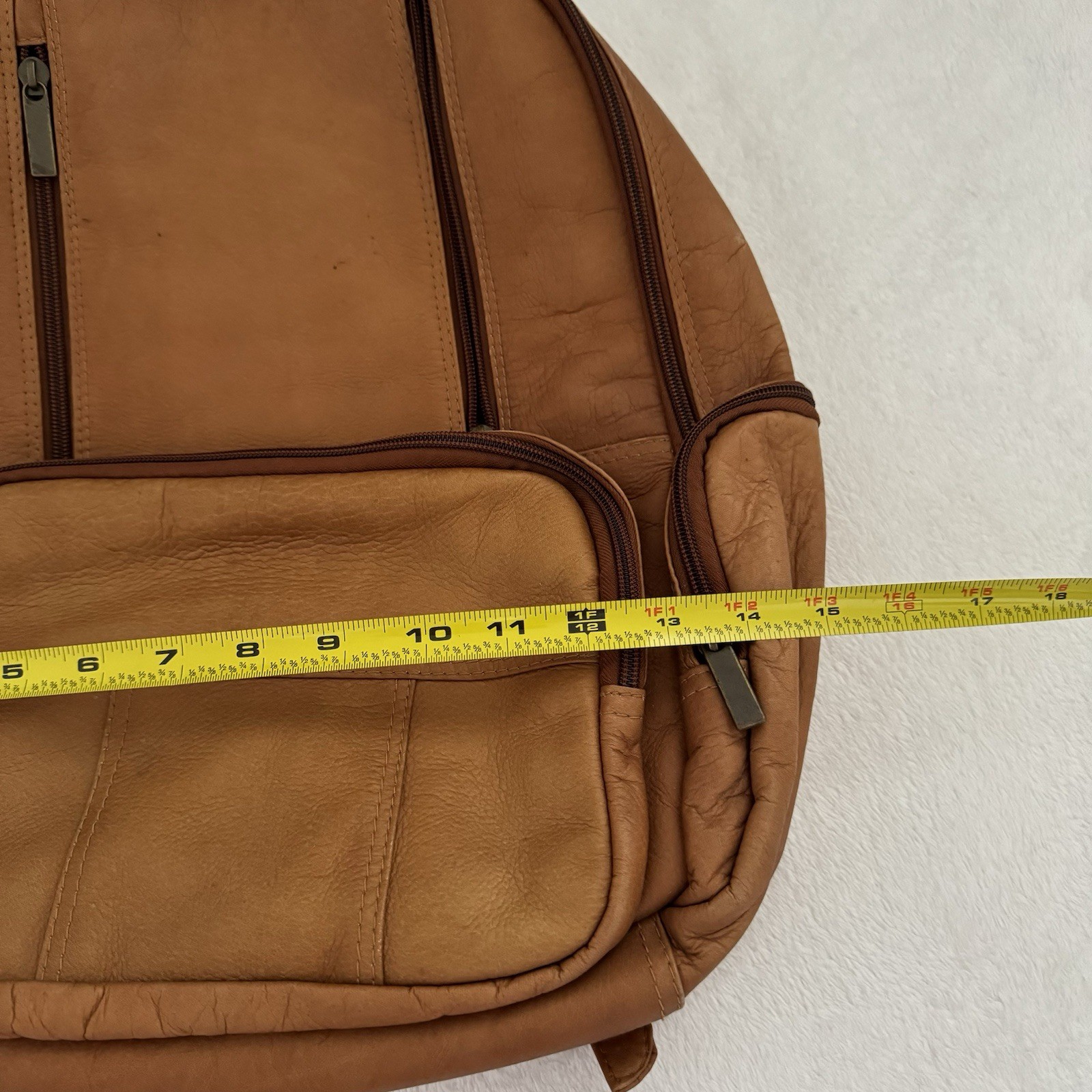 Vintage Camel Brown Genuine Leather Backpack Made In Colombia Unbranded