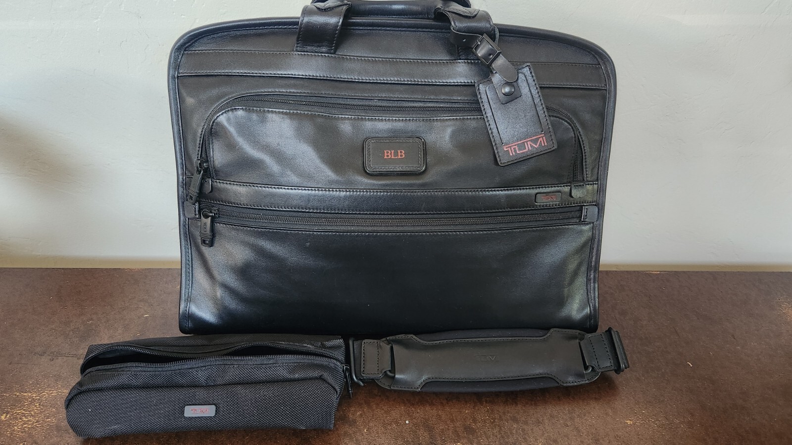 Tumi Alpha Black Leather Laptop Briefcase