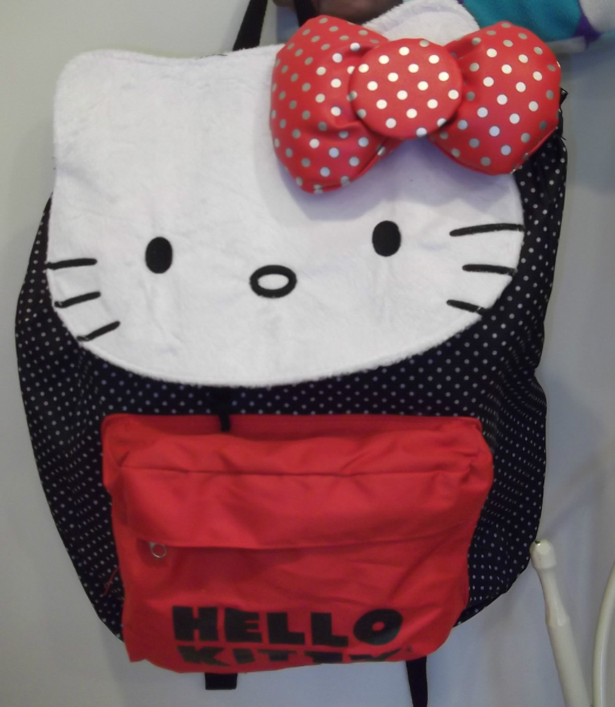 New HELLO KITTY Girl’s Kid’s Backpack 16x13x5″ Black LoungeFly Face