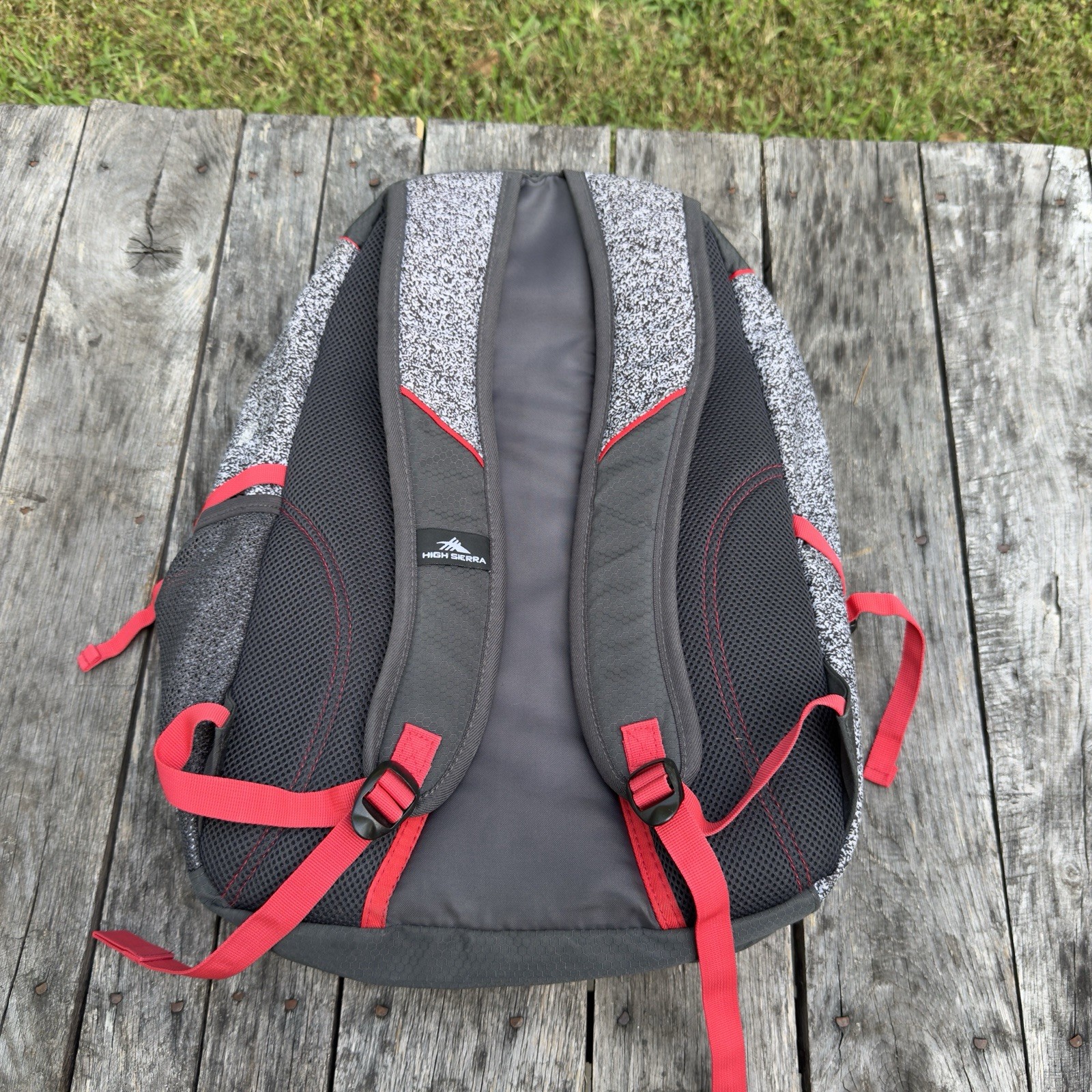 High Sierra Laptop Backpack Gray Black W/ Red Trim Multi Compart Travel School