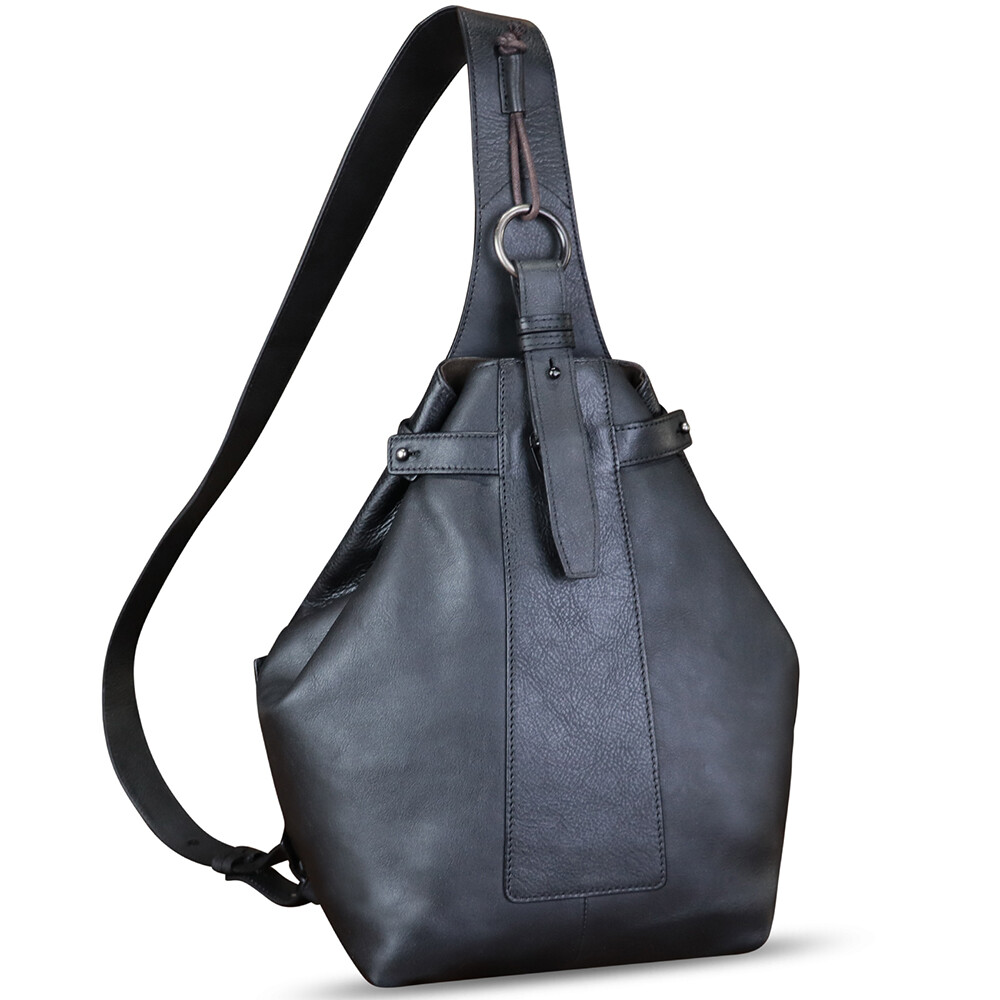 Genuine Leather Large Sling Bag Men Women Chest Crossbody Bag Sling Purse Ipad