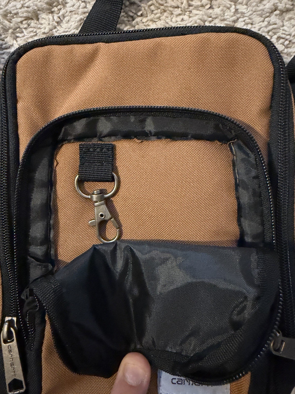 Carhartt Crossbody Zip Bag Small Brown/Black Adjustable Strap Sling