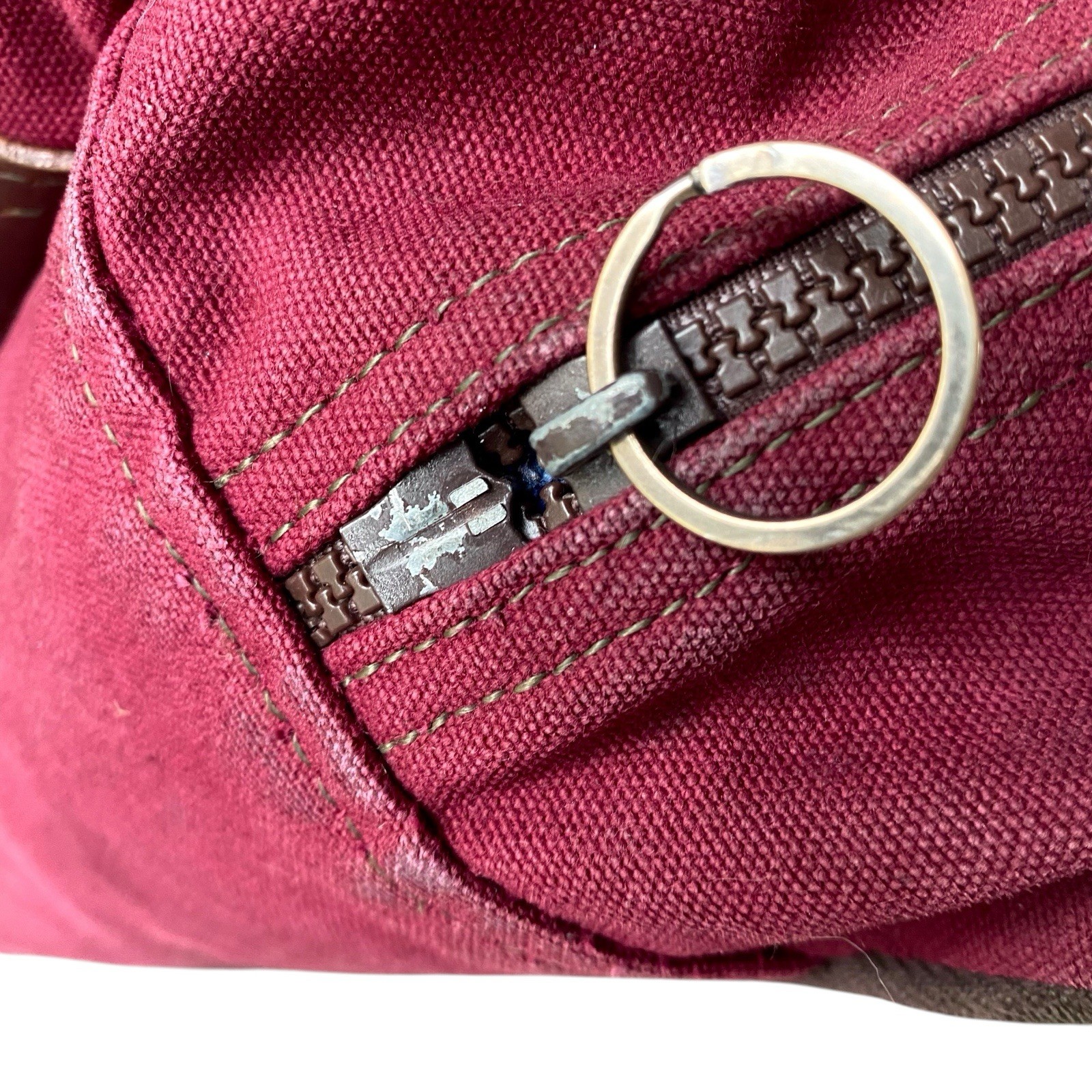 Duluth Pack Boot Duffle Canvas Leather Bag Burgundy Red Weekender Carry On