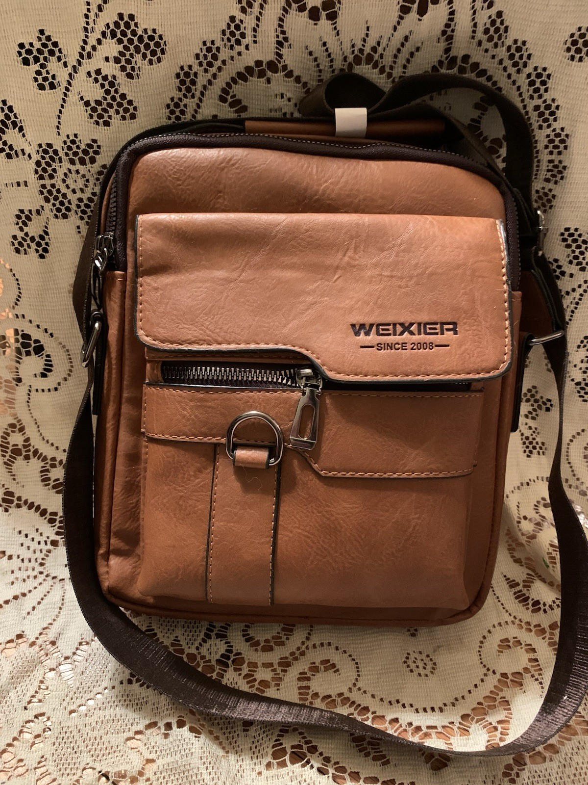 New Weixier Brown Leather Unisex or Men’s Crossbody Messenger Shoulder Bag