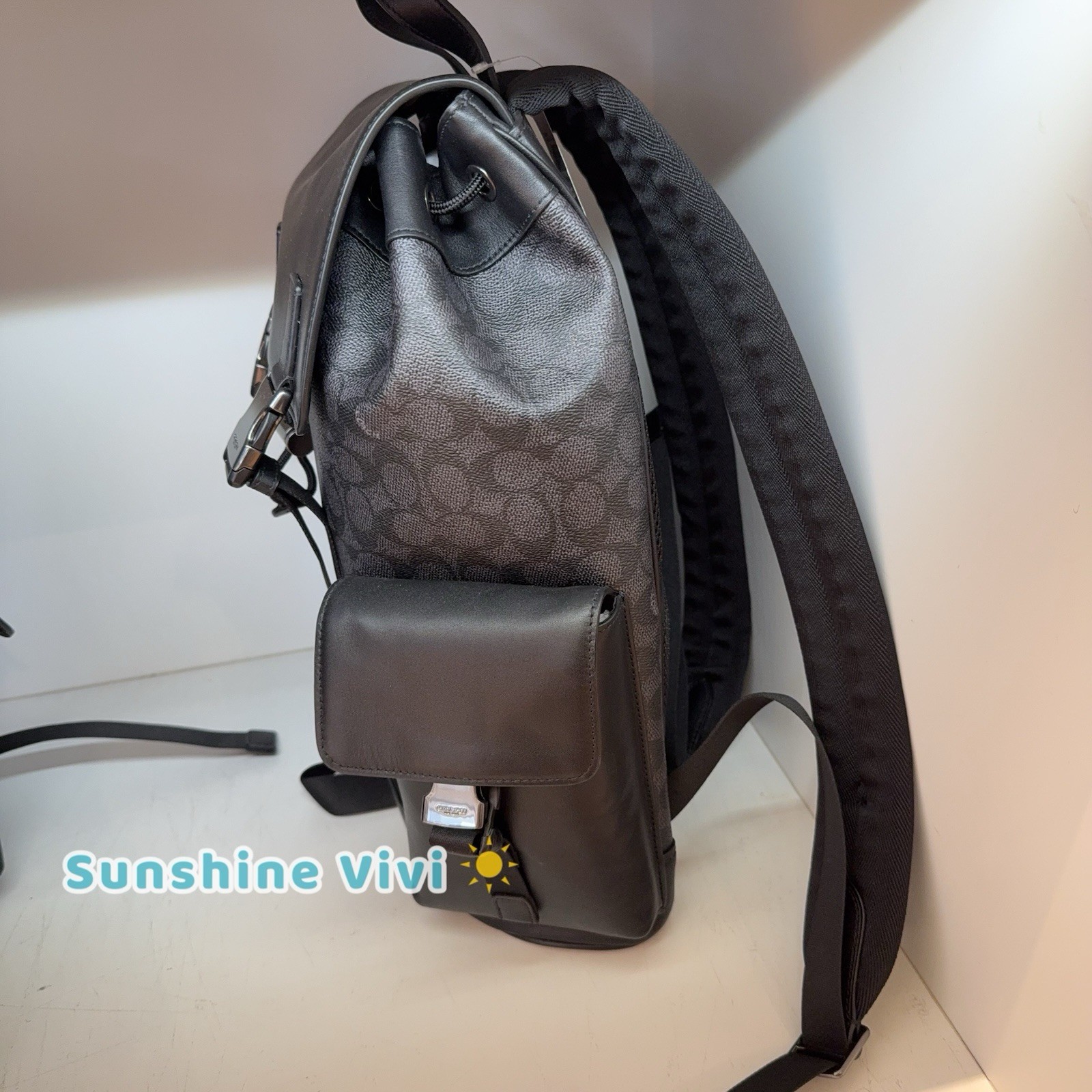 NWT COACH MEN’S Clark Backpack In Signature Canvas CCF90 Gunmetal/Charcoal/Black