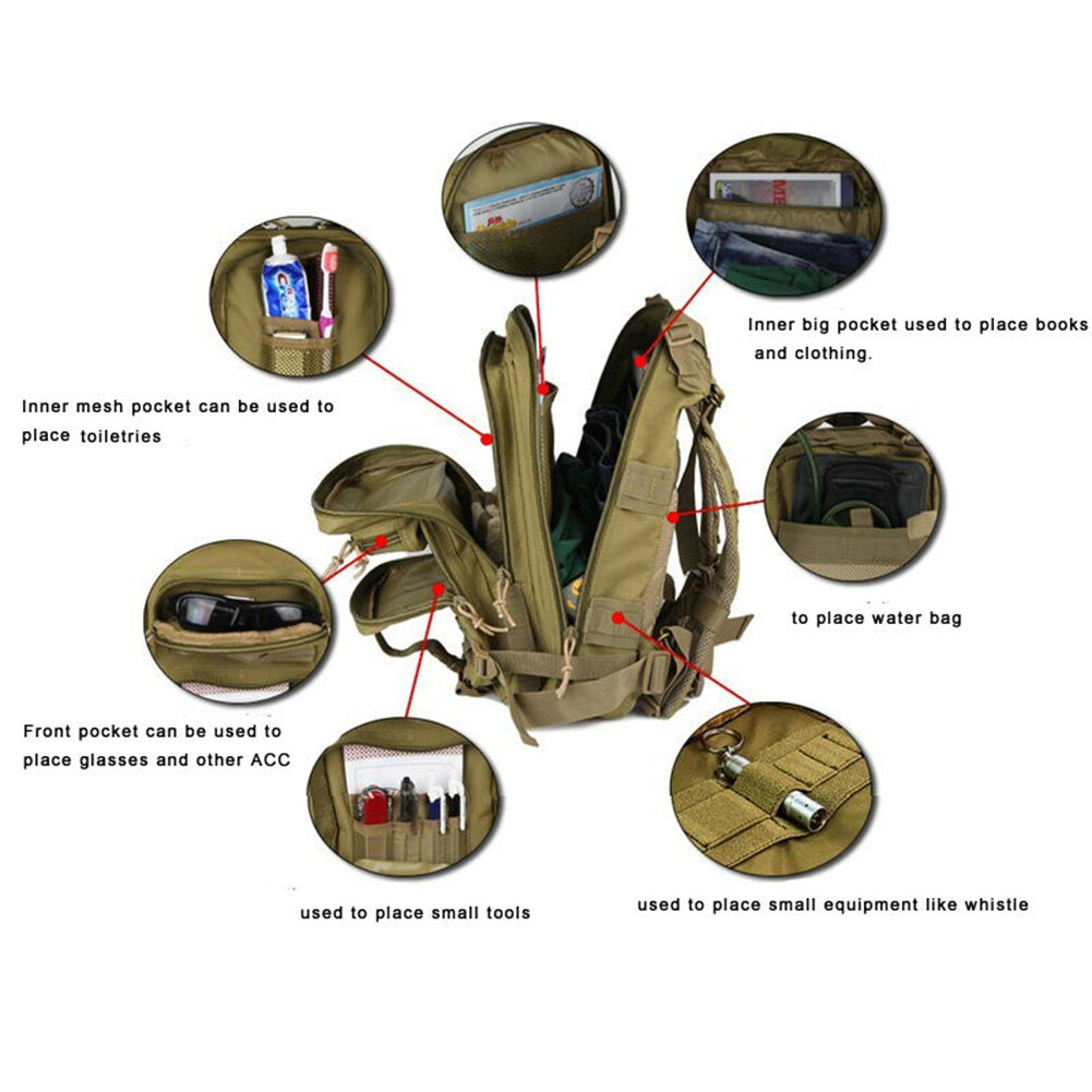 Outdoor Military Molle Tactical Backpack 30L Rucksack Camping Bag Travel Hiking