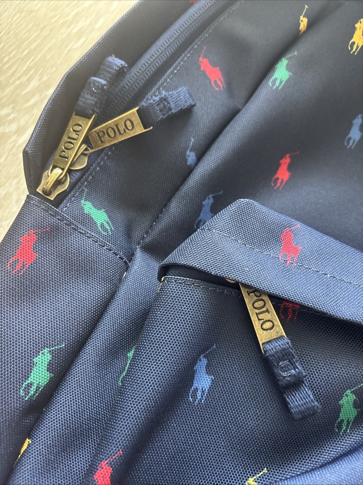 RARE Polo Ralph Lauren Monogram Pony School Bag Back Pack OS Navy Preppy NWT
