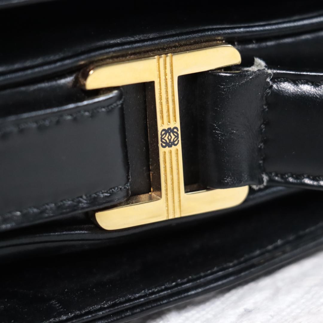 Loewe Shoulder Bag Crossbody Leather Anagram Embossed Formal Black 19×28.5×4.5cm