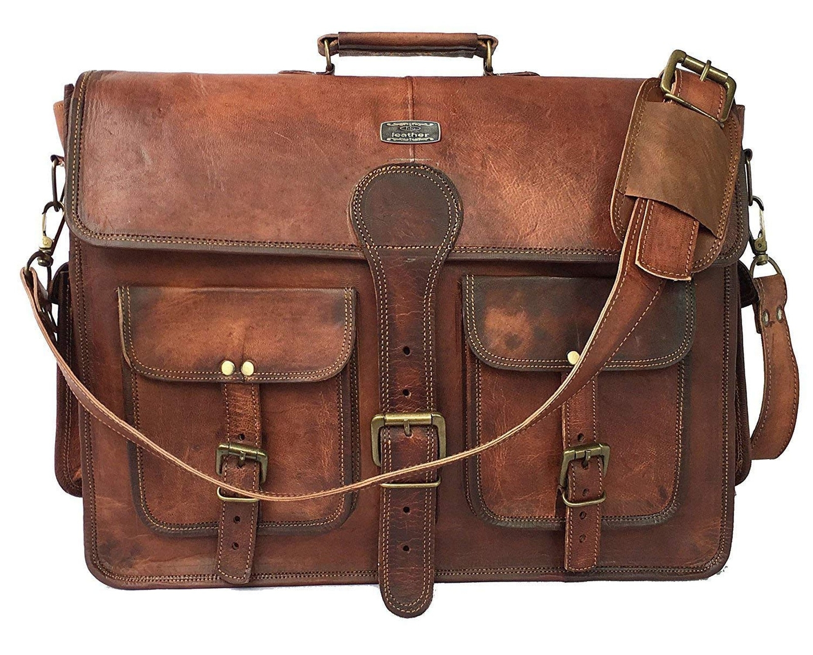 cuero Leather Messenger Bag for Men, 18 Inch Laptop Bag, Crossbody Bag Men, V…