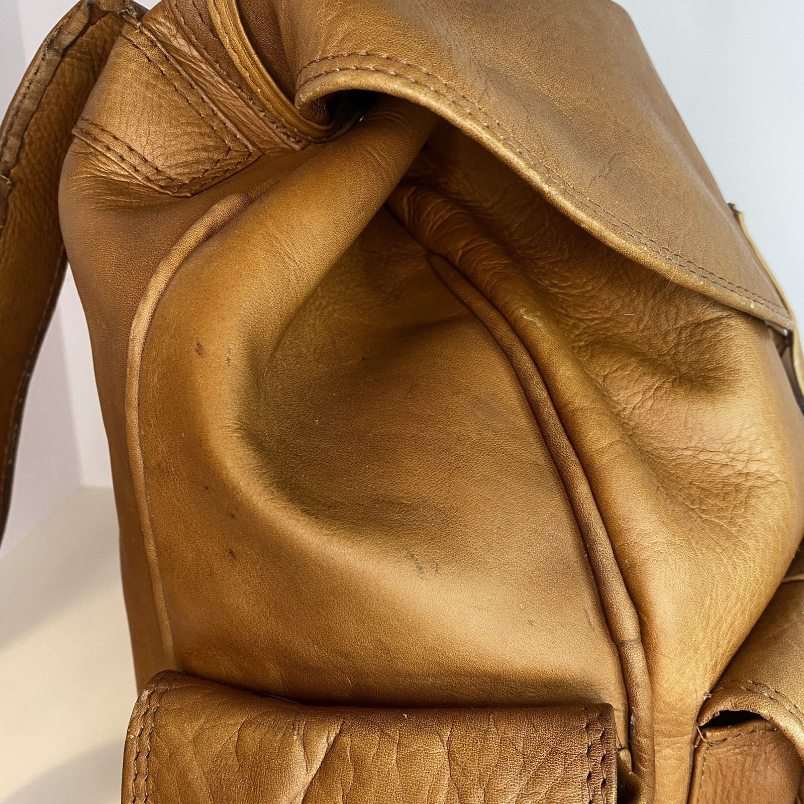Large Vintage Handmade Leather Backpack Brown Travel Rucksack Lined