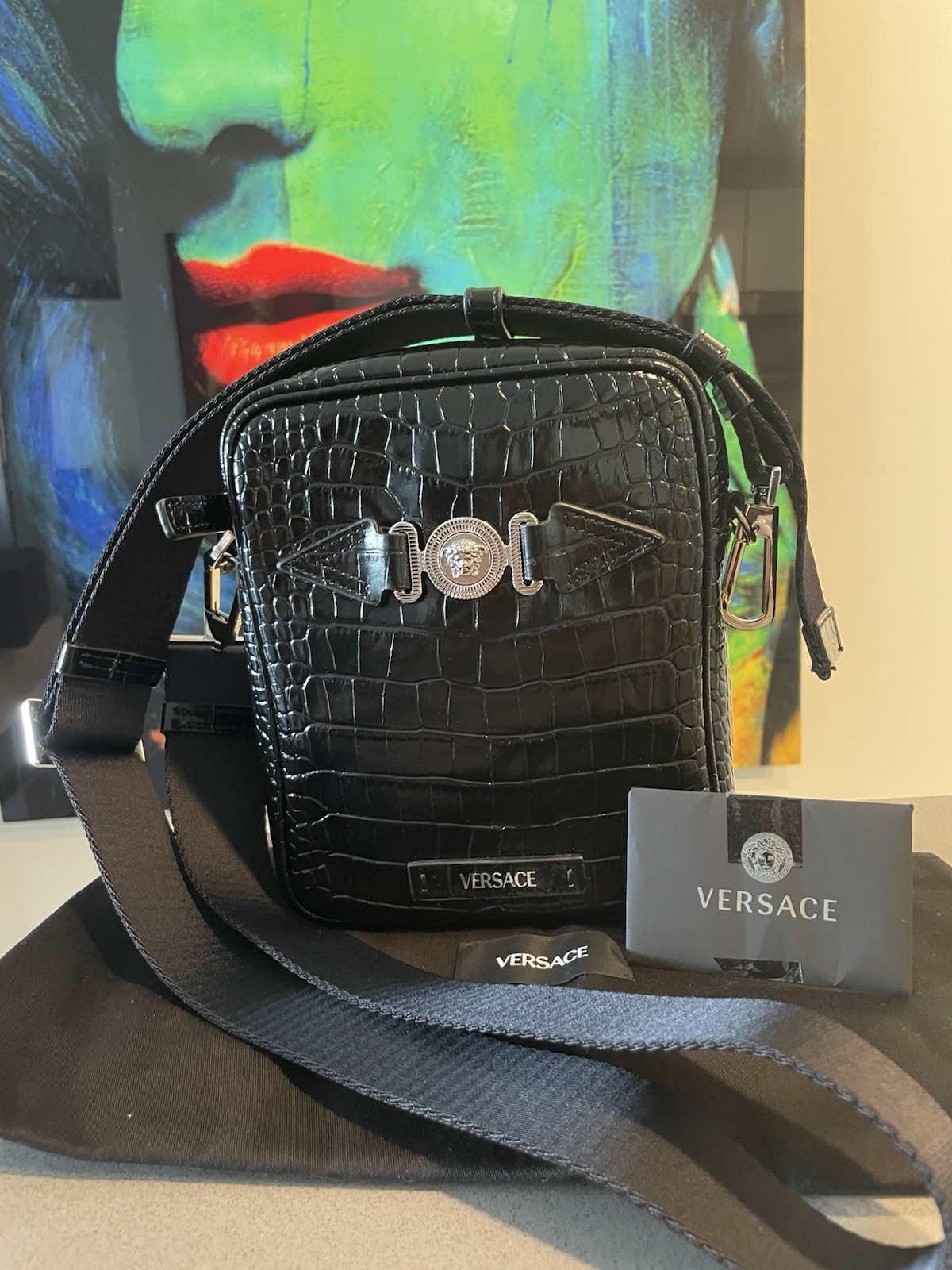 Versace Medusa Biggie crocodile-embossed crossbody bag $1400