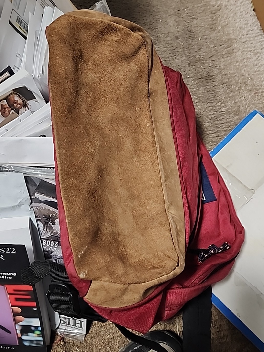 USED JanSport T501 (?) Superbreak Backpack – Red; 2 Openings; Canvas Bottom