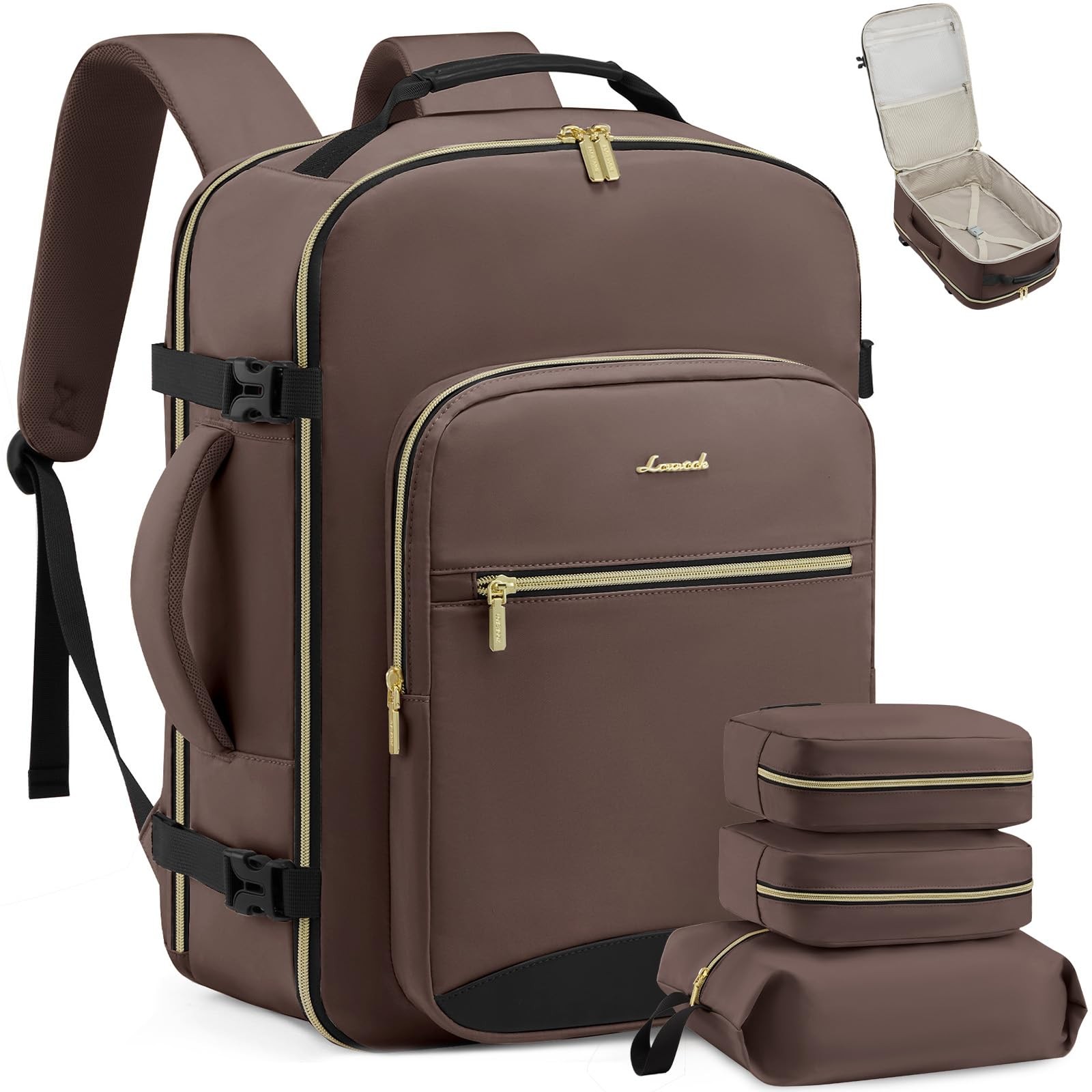 40L Travel Backpack Carry On, Fits 17″ Laptop, 3 Packing Cubes
