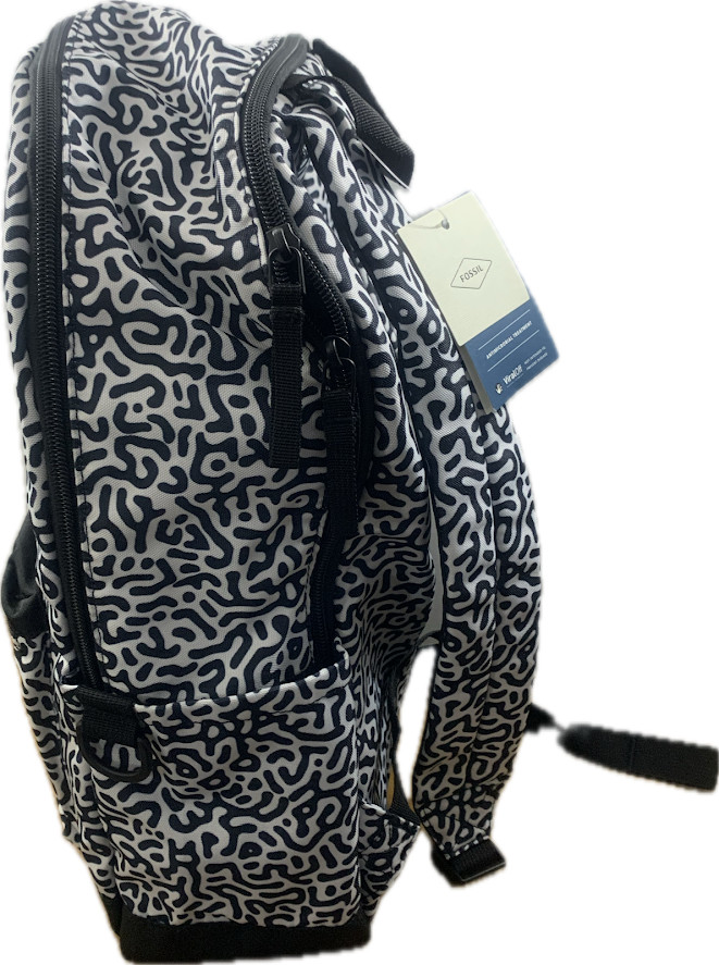 Fossil Belmont ViralOff Backpack Black White Laptop Travel Bag MBG1617005 NWT