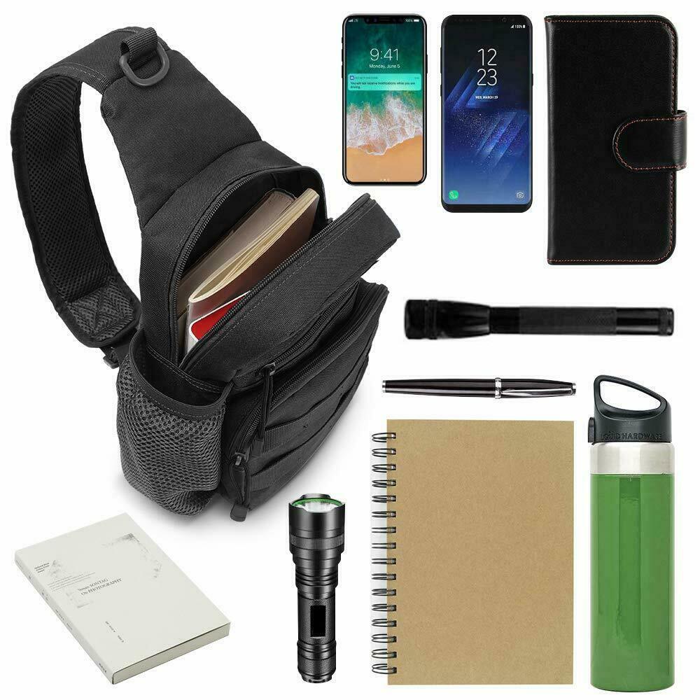Mens Backpack Tactical Sling Shoulder Bag Molle Travel Chest Pack Outdoor Hiking