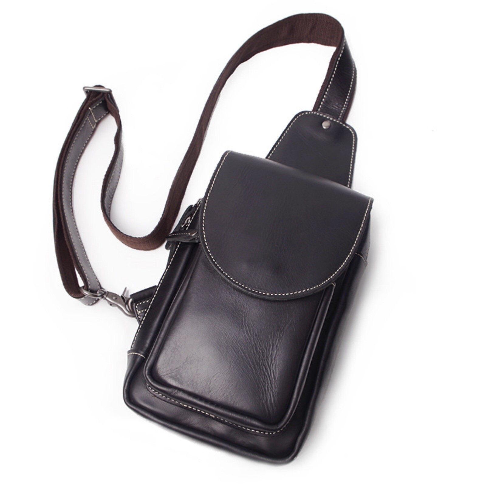 Men’s Leather Crossbody Sling Bag Chest Bag Vintage Shoulder Bag
