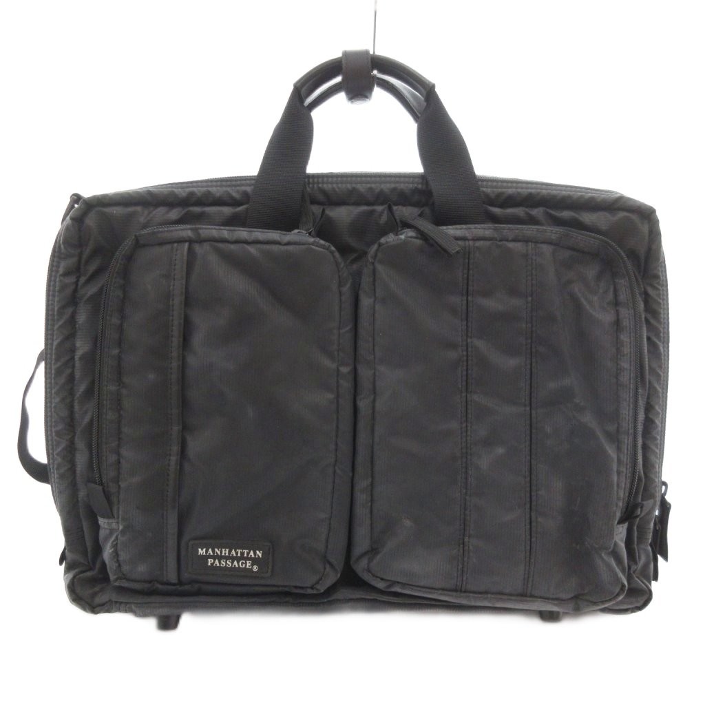 Manhattan Passage 3-Way Nylon Briefcase Black Mens Bag B Grade 11×5.5×17.5in
