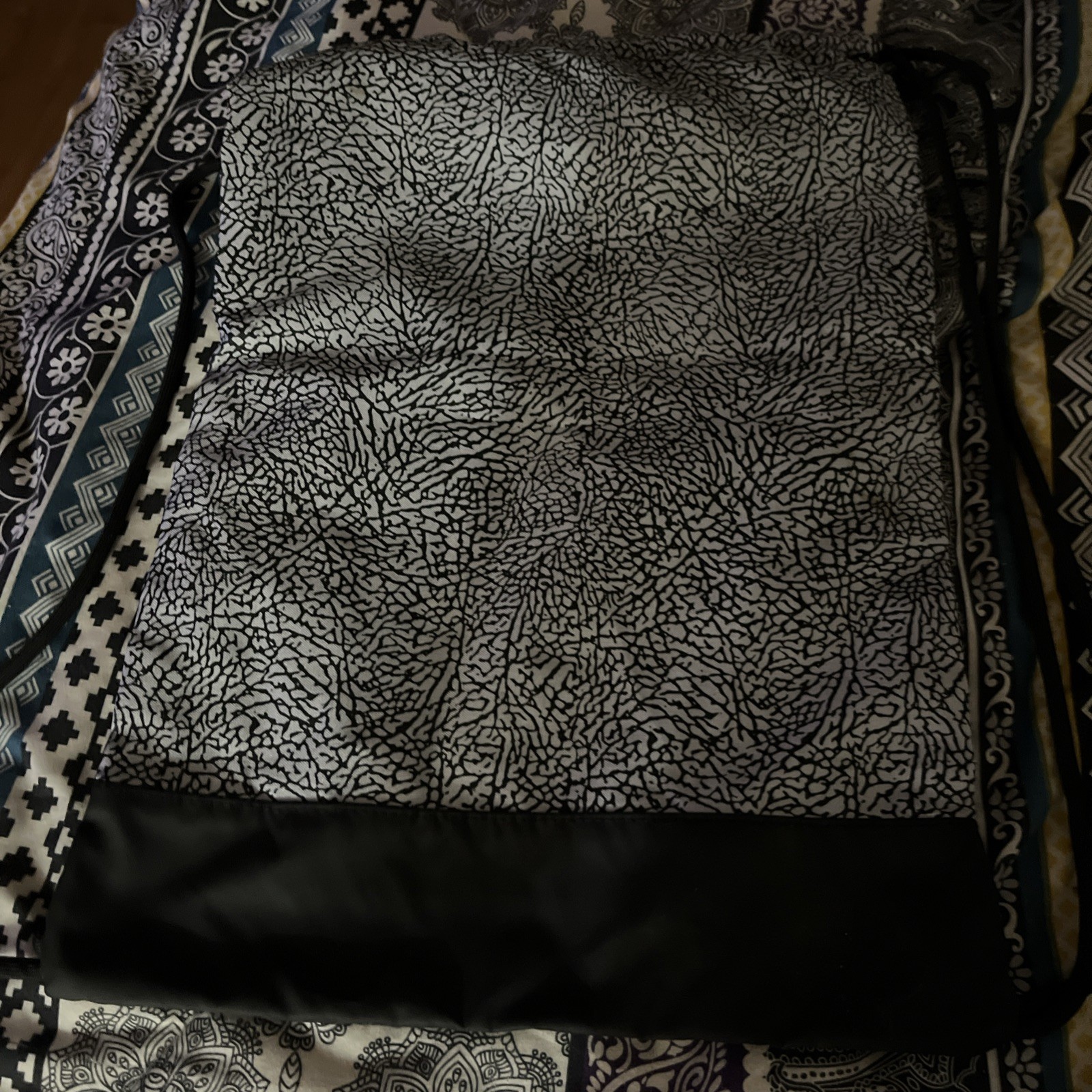 Nike Air Jordan Retro Elephant Cement Drawstring Backpack Black Grey Jumpman