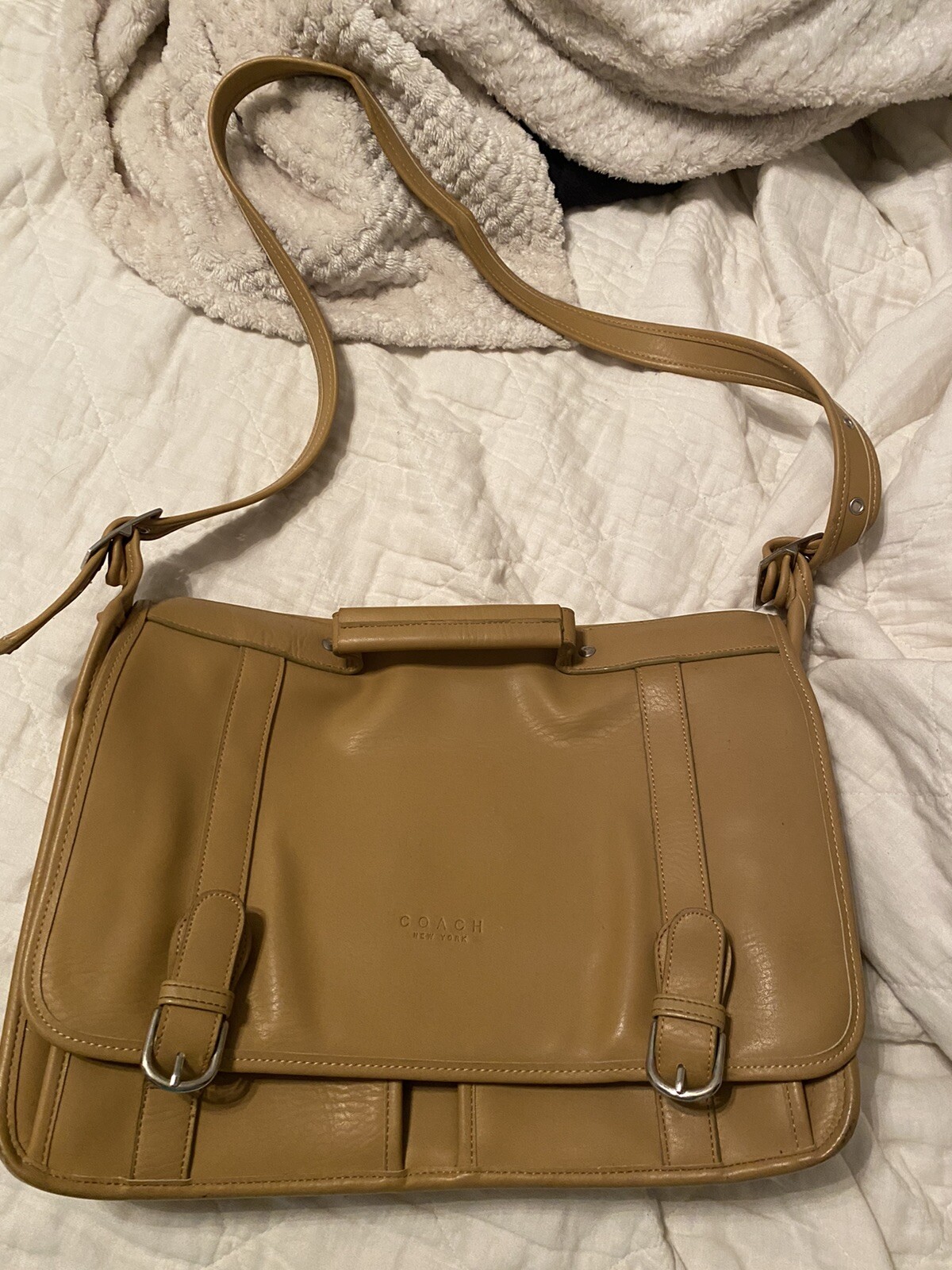 Coach Hudson Brown/Nickel Leather Briefcase Laptop Case Bag