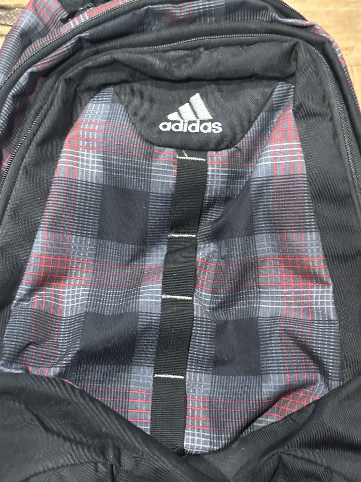 Adidas Large Laptop Backpack Unisex RARE Plaid Layout VERY CLEAN