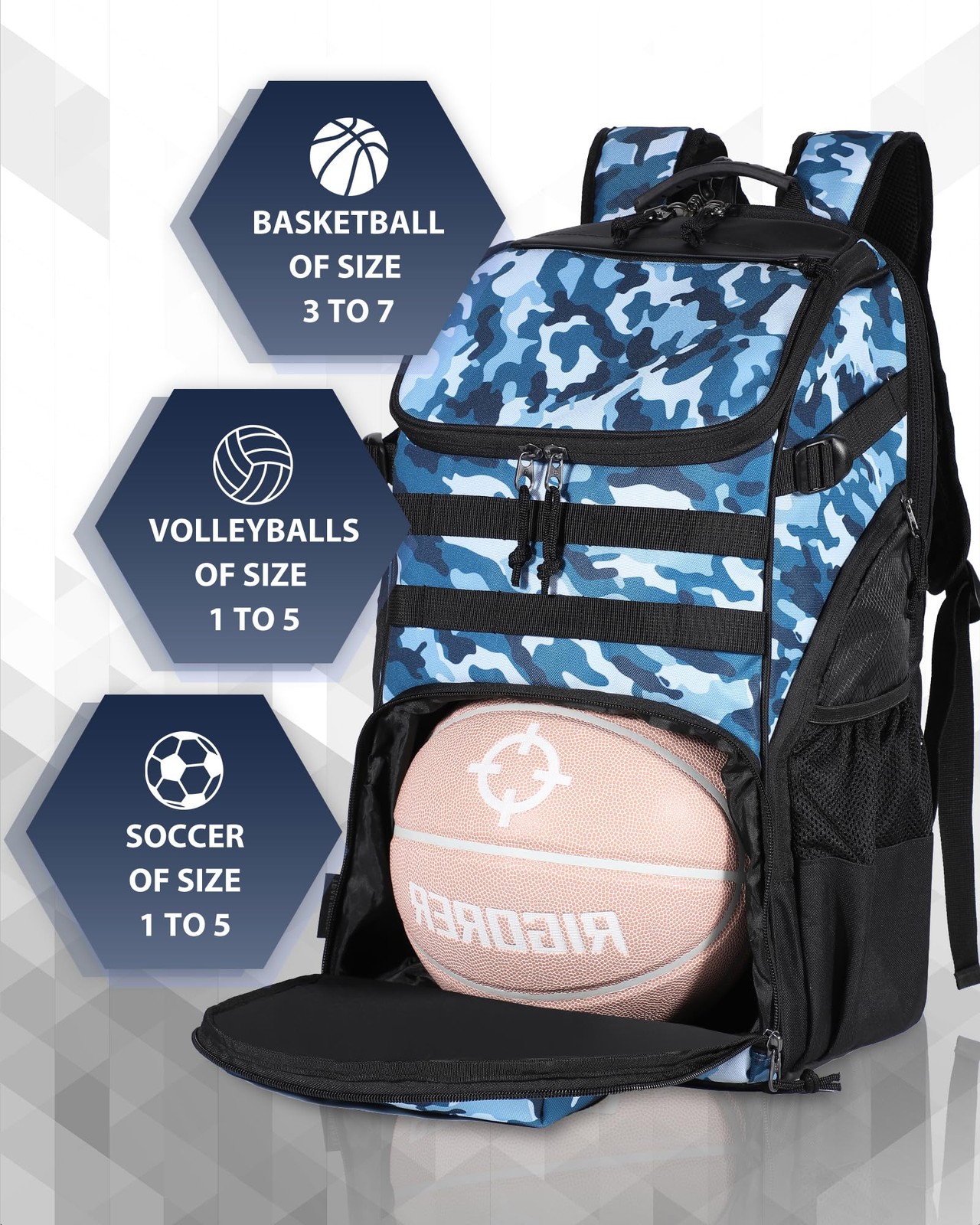 Basketball Bag Backpack with Ball Holder Multi-Sport Backpack for Soccer Voll…