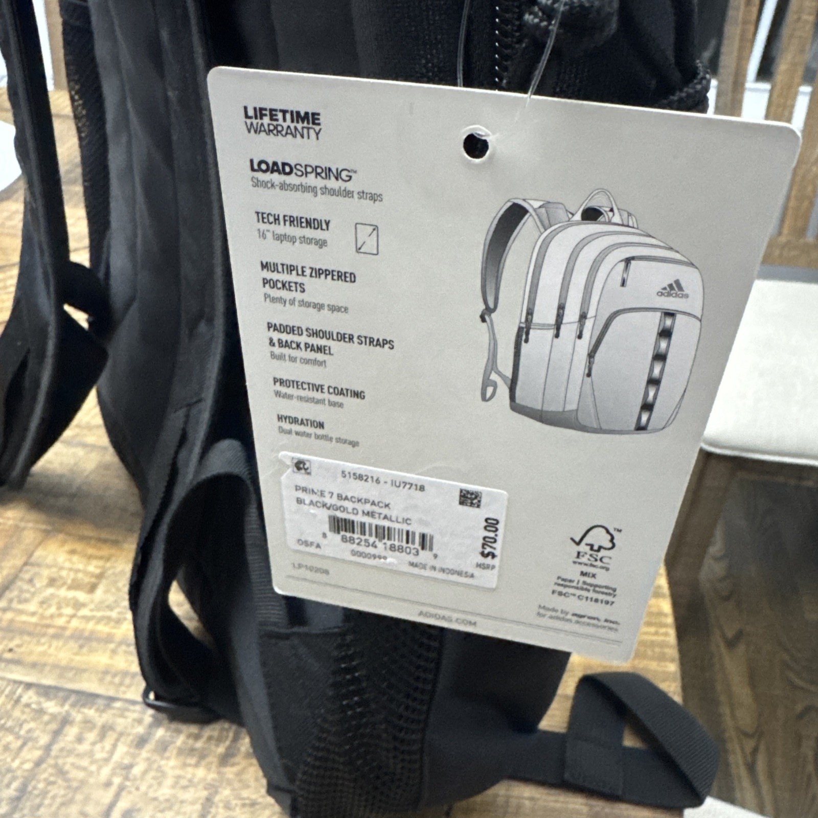 Adidas PRIME 7 BACKPACK Black & Gold Metallic