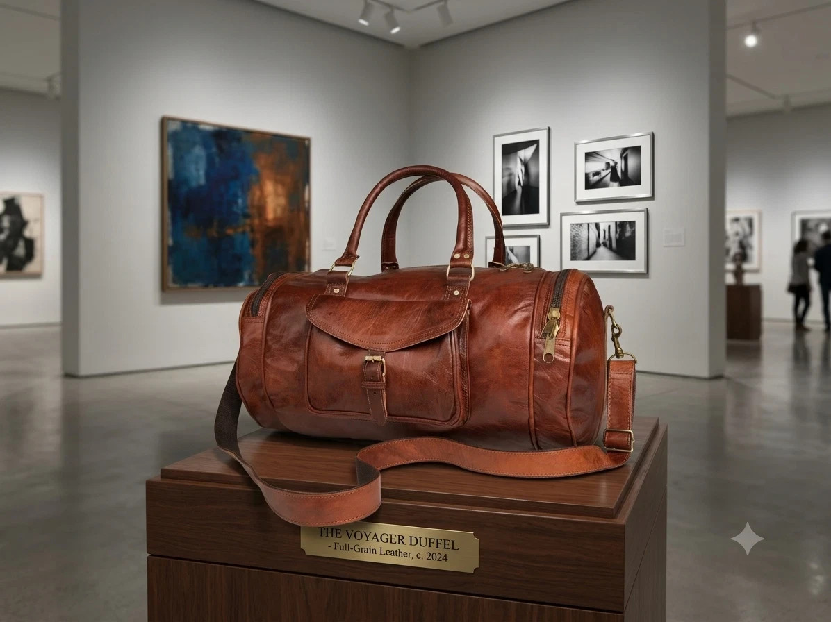 Leather Bag Goat Travel Gym Luggage Men Genuine Vintage Duffel Brown