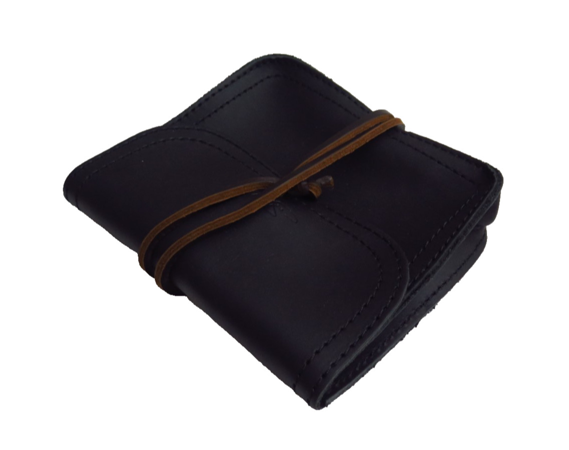 Saddleback Leather 6.5″x5.5″x1.5″ CLASSIC CABLE BAG Black with Dark Brown Strap