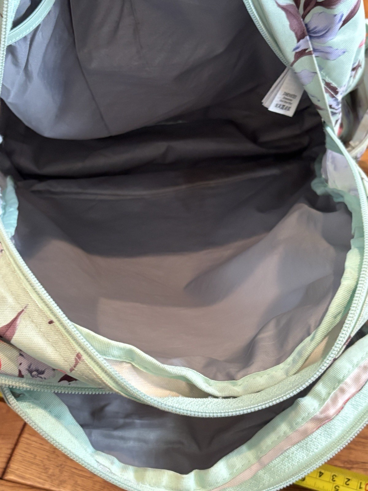 JanSport Superbreak Backpack, Vintage Irises Cool Student Leather Bottom Aqua