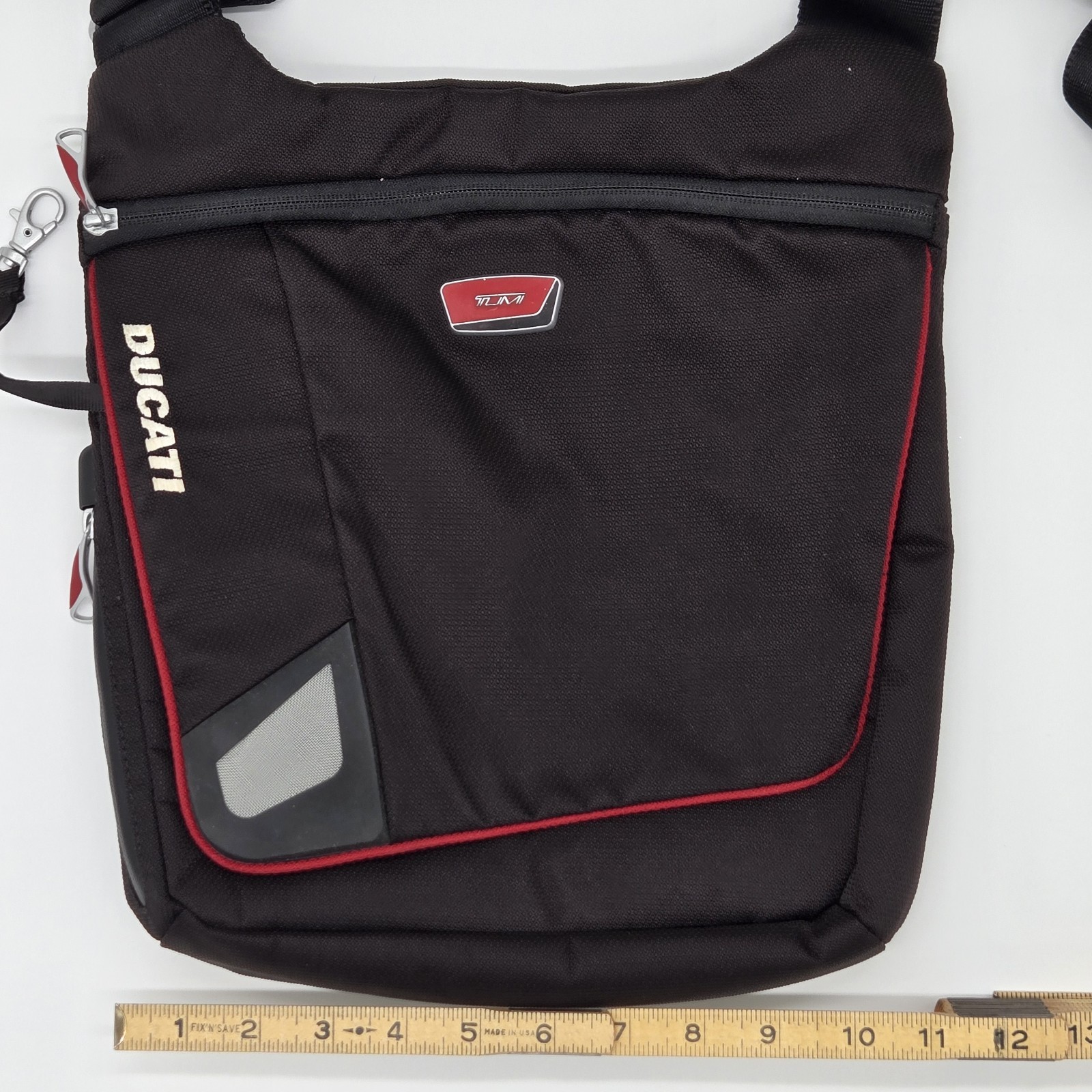 Tumi X Ducati Crossbody Messenger Bag Black W/ Red Accents Limited Edition READ