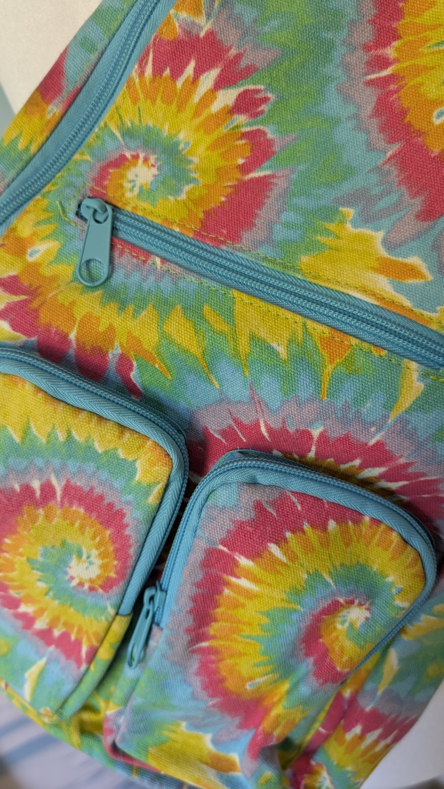 Tie-Dye Multicolor Sling Crossbody Bag, Medium, Zip Closure, Pocketed