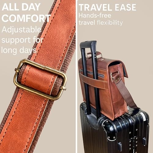 Leather Messenger Bag for Men – 14″ Full Grain Leather Laptop 14 Inches (Brown)
