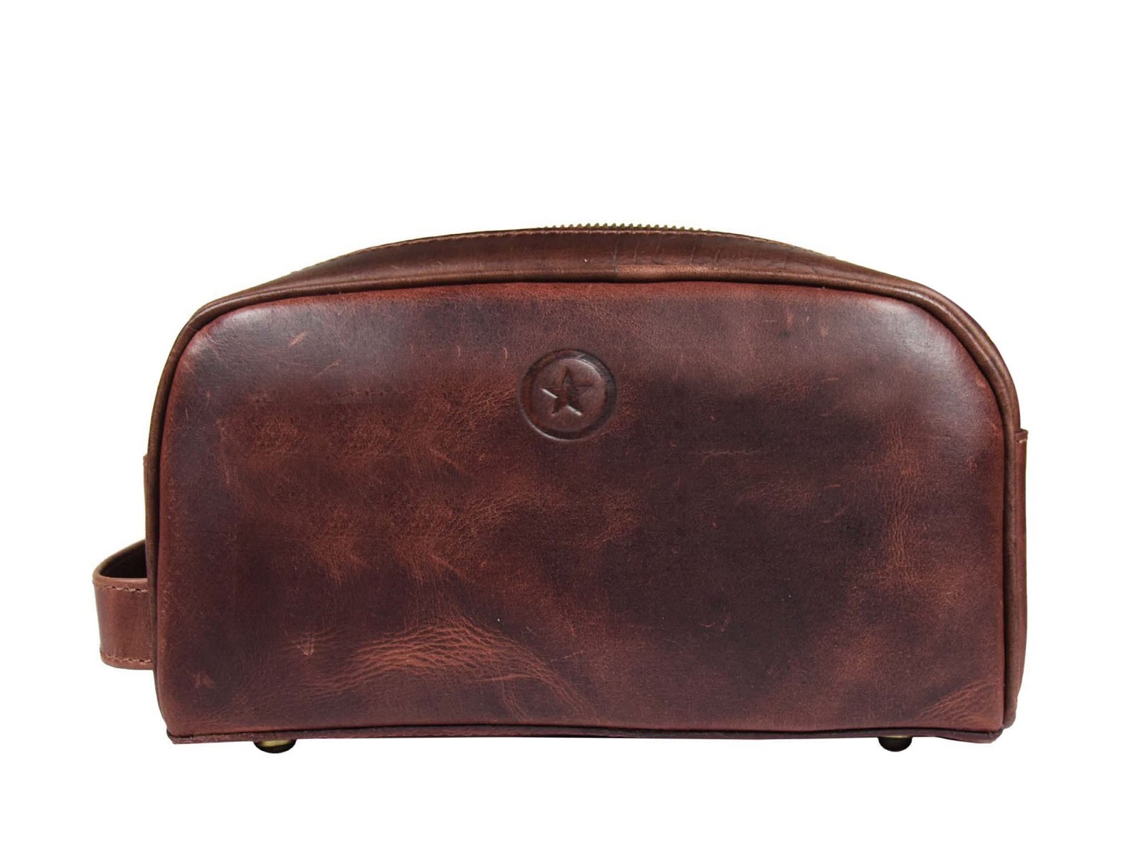 10″ Leather Toiletry Travel Pouch | Waterproof Vintage Dopp Kit – Dark Brown