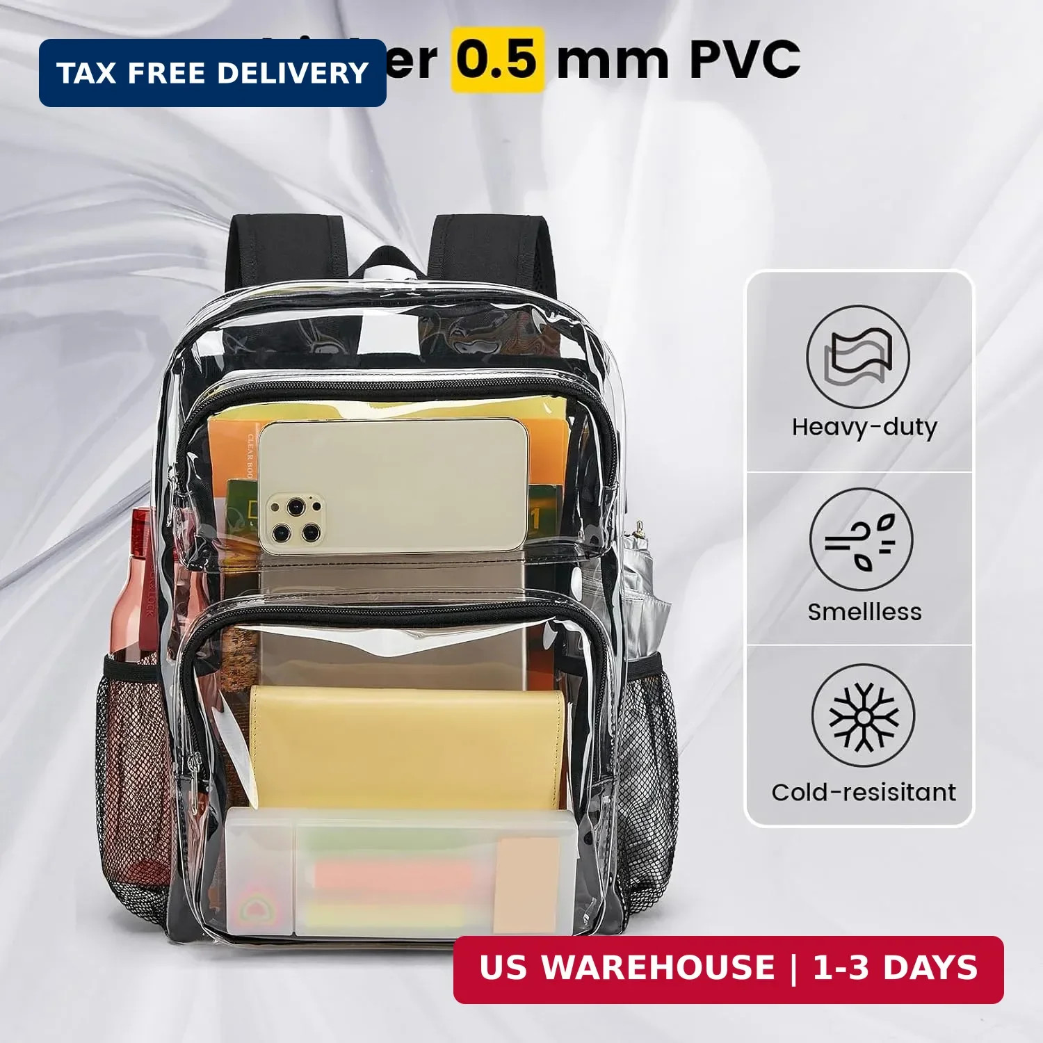 Vorspack Clear Backpack Heavy Duty – Large Clear Bookbag Transparent Backpacks S