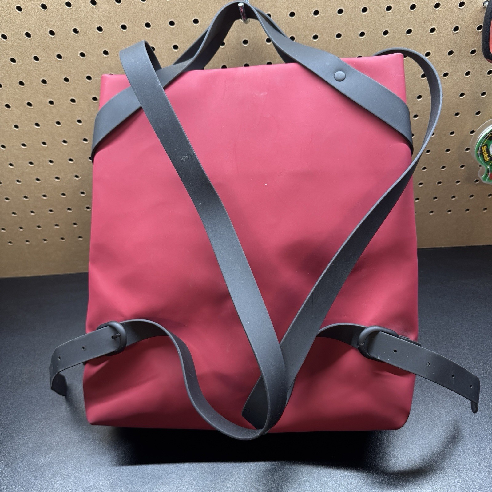 Rains Shift Convertible Backpack Waterproof Matte Red Work School Rucksack Bag