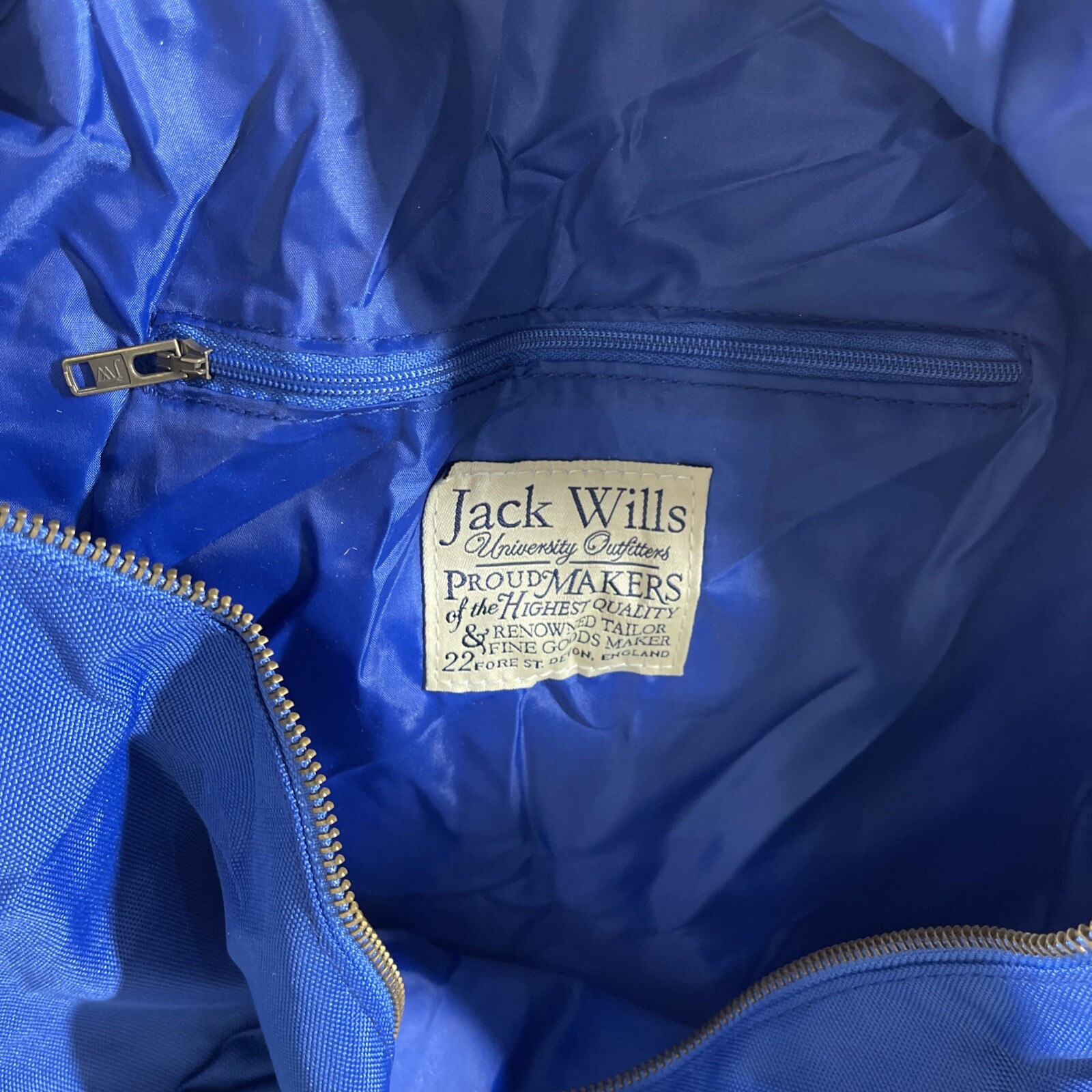 Jack Wills University Outfitter Royal Blue Backpack Zip Closure Lightweight EUC