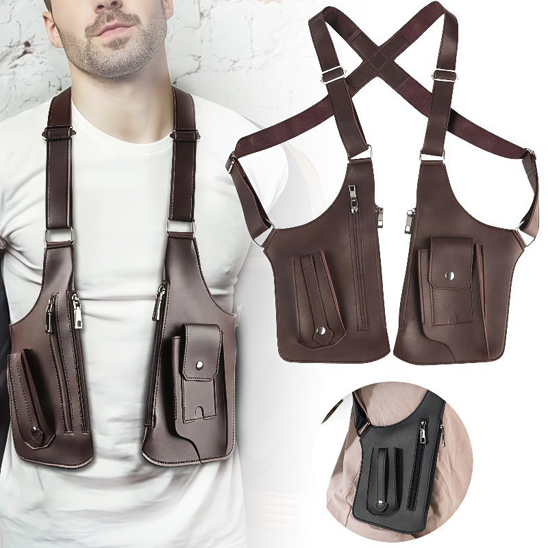 Double Shoulder Armpit Bag for Men, Anti-Theft Hidden Adjustable Strap Holster.