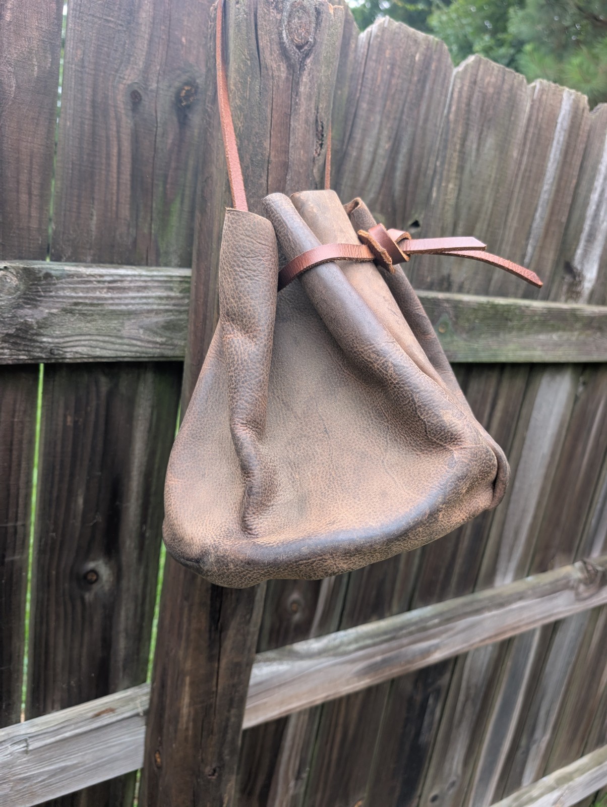 BOHO leather cowhide buffalo duffel bucket bag distressed cowboy western style