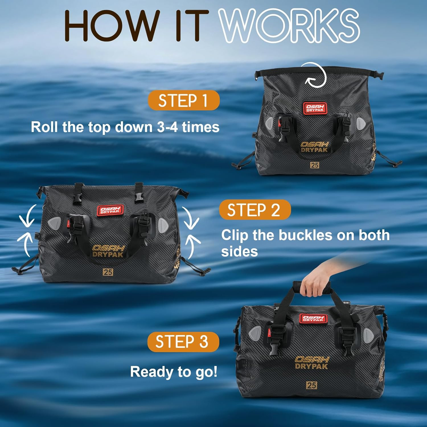 Waterproof Duffel Bag – Motorcycle Dry Bag Tail Bag with Large Storage Space, Wa
