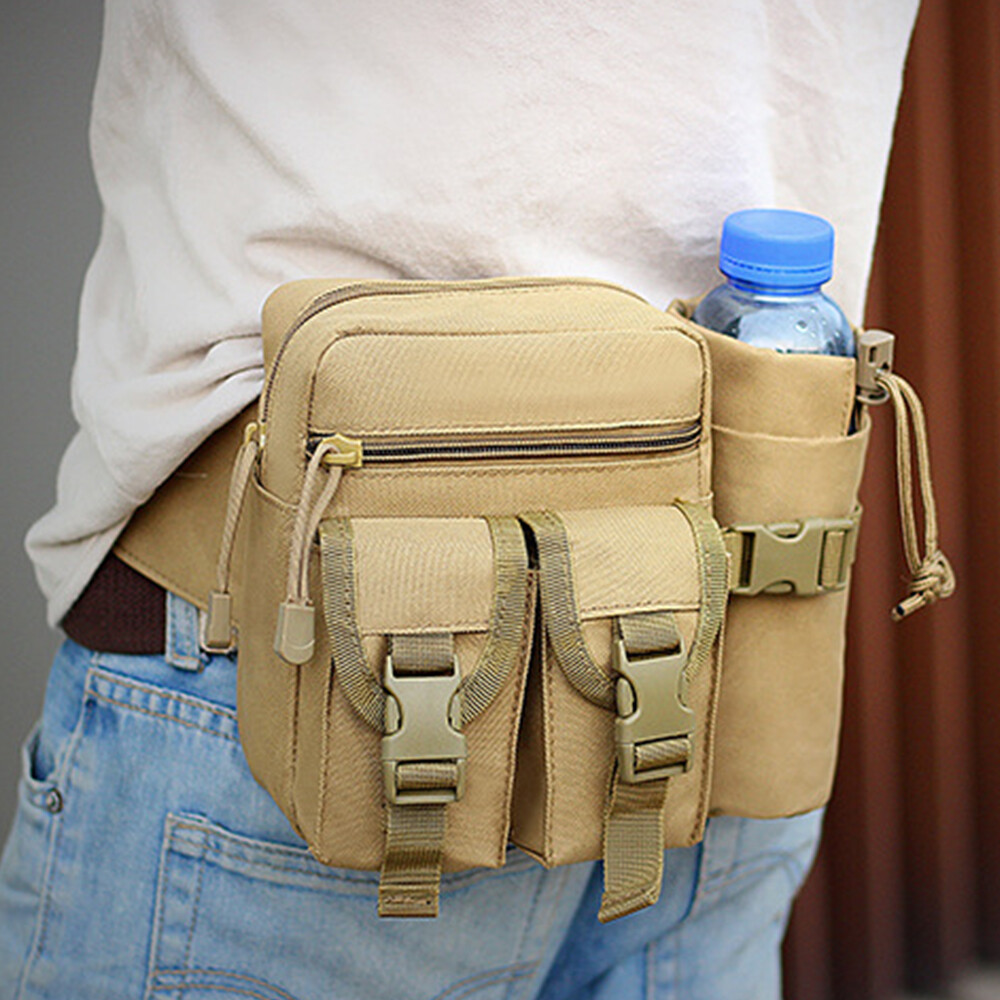 Tactical Waist Bag With Detachable Water Bottle Holder Pocket Bag Travel Bag