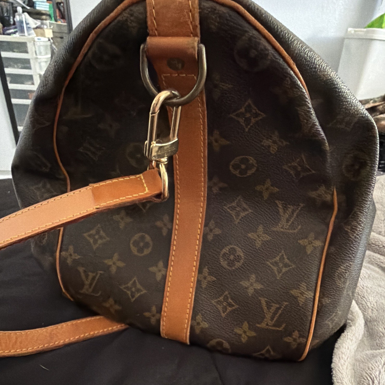 Auth Louis Vuitton Keepall Monogram Brown Canvas Tote Travel Duffle Bag