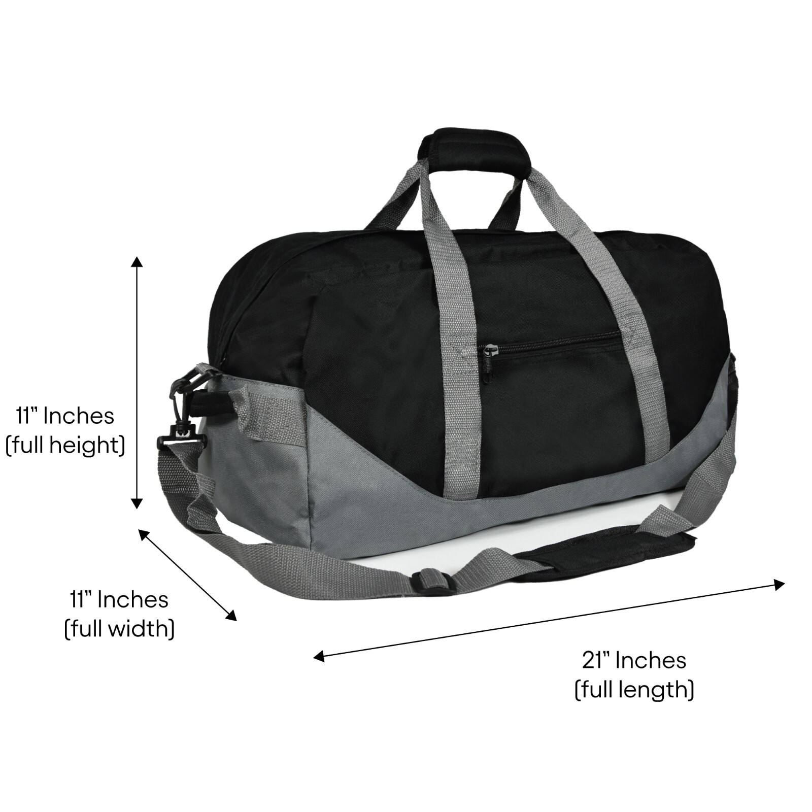 DALIX 21″ Sling Duffle Duffel Ditty Bag Sports Gym Bag Travel Black/Gray