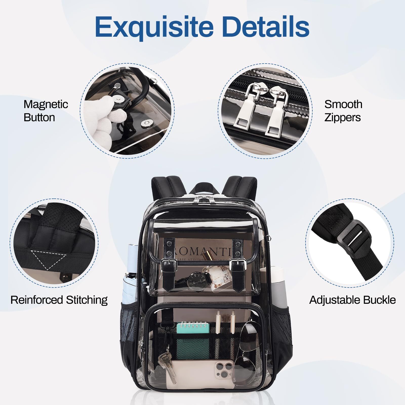 Clear Backpack Heavy Duty PVC Clear Bookbag Transparent Backpack See Through …