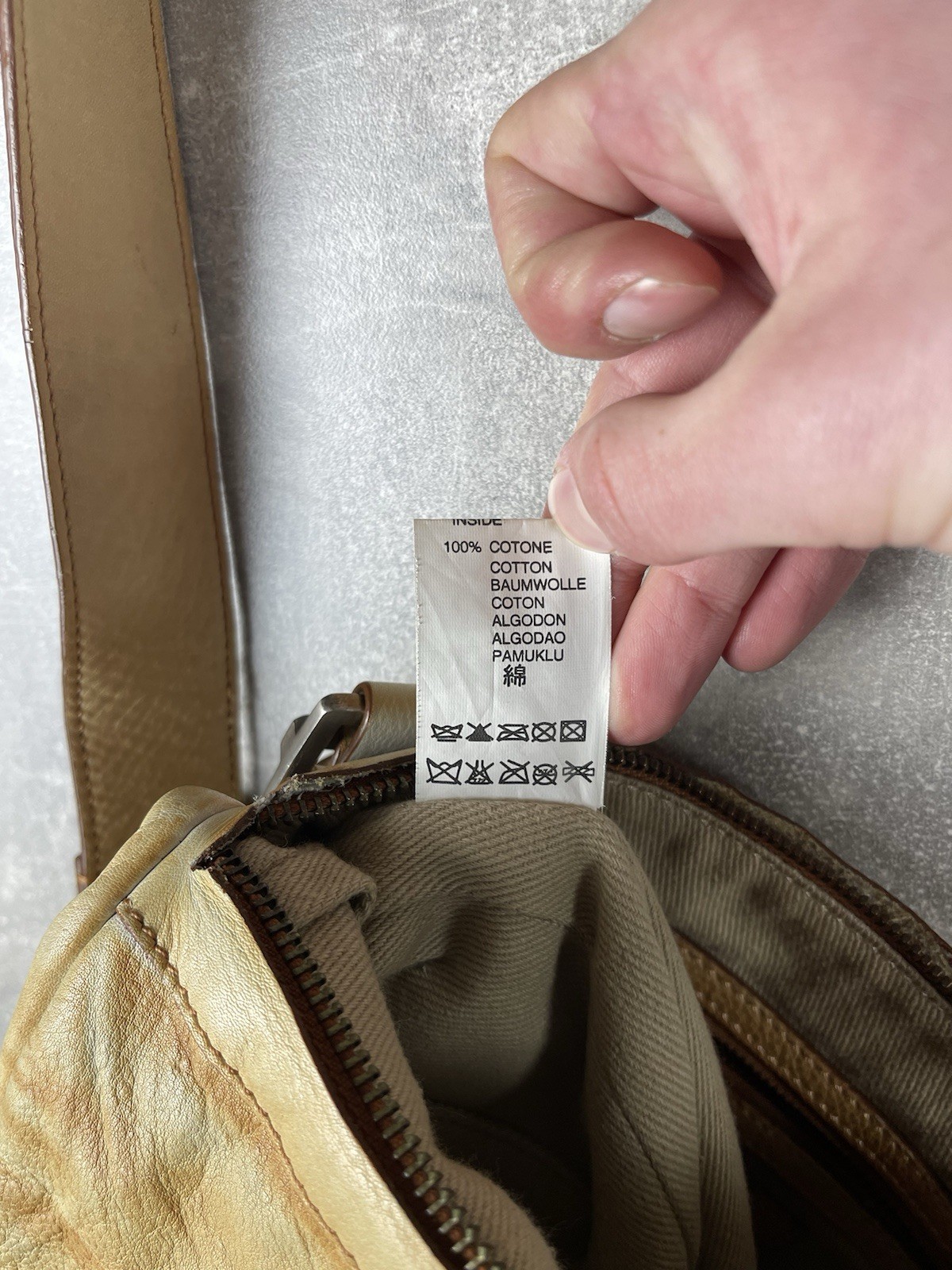 Archives Diesel Y2K Boho Garment Dyed Leather Shoulder Bag Beige Crossbody 00s